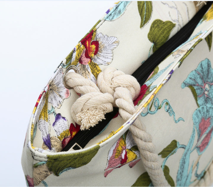 Elegant Beach Bag with Floral Embroidery Design Stornfield