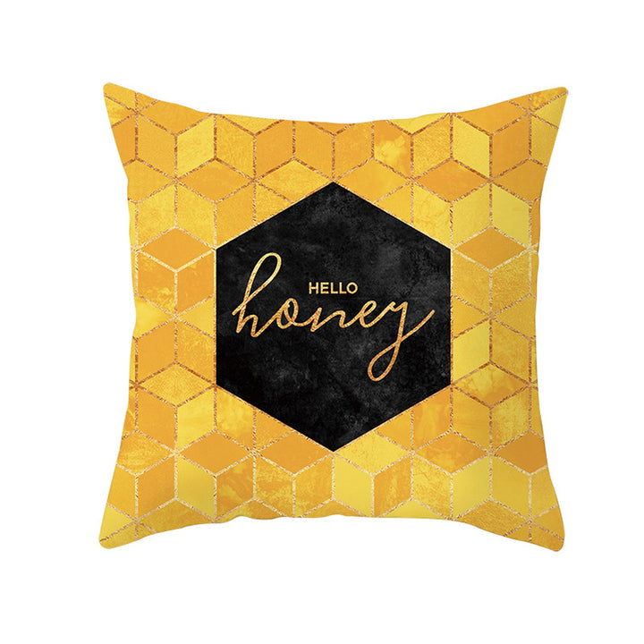 Geometric Interlocking Circle Square Pillow Cover Polyester Linen-Texture with Hidden Zipper