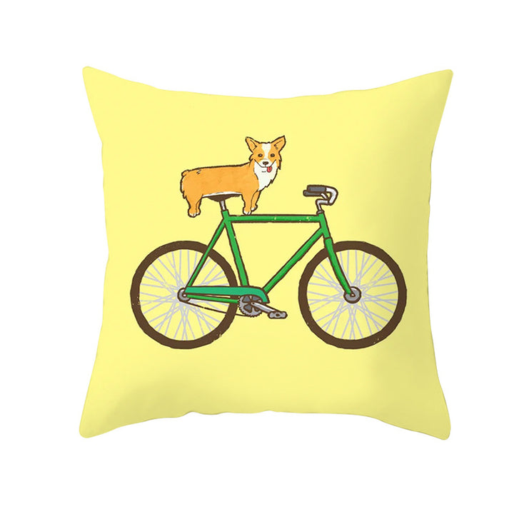 Geometric Interlocking Circle Square Pillow Cover Polyester Linen-Texture with Hidden Zipper