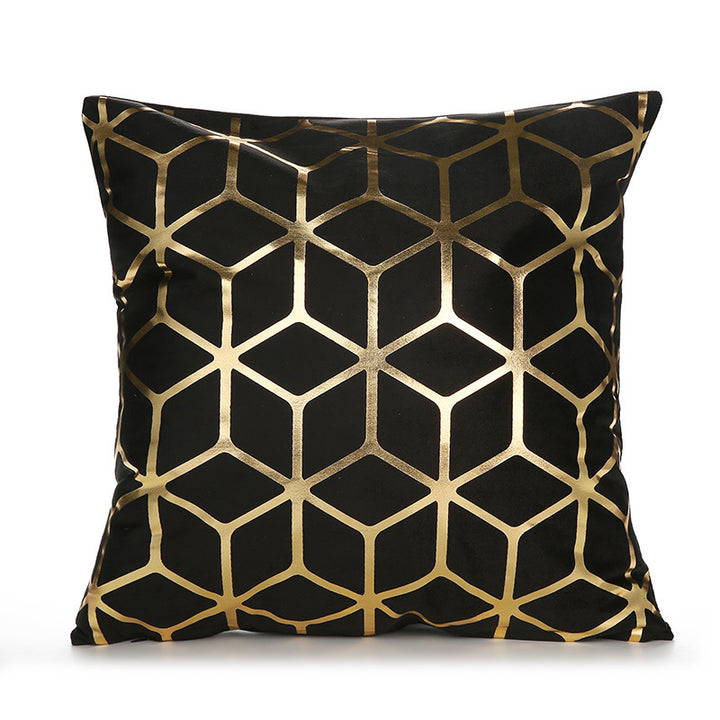 Luxurious Geometric Metallic Accent Throw Pillow Cover