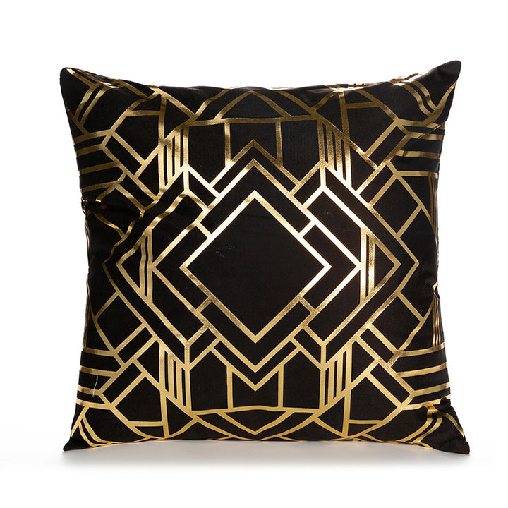Luxurious Geometric Metallic Accent Throw Pillow Cover