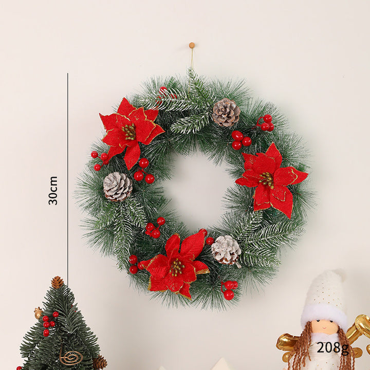 Decorative Christmas wreath with cones and LED