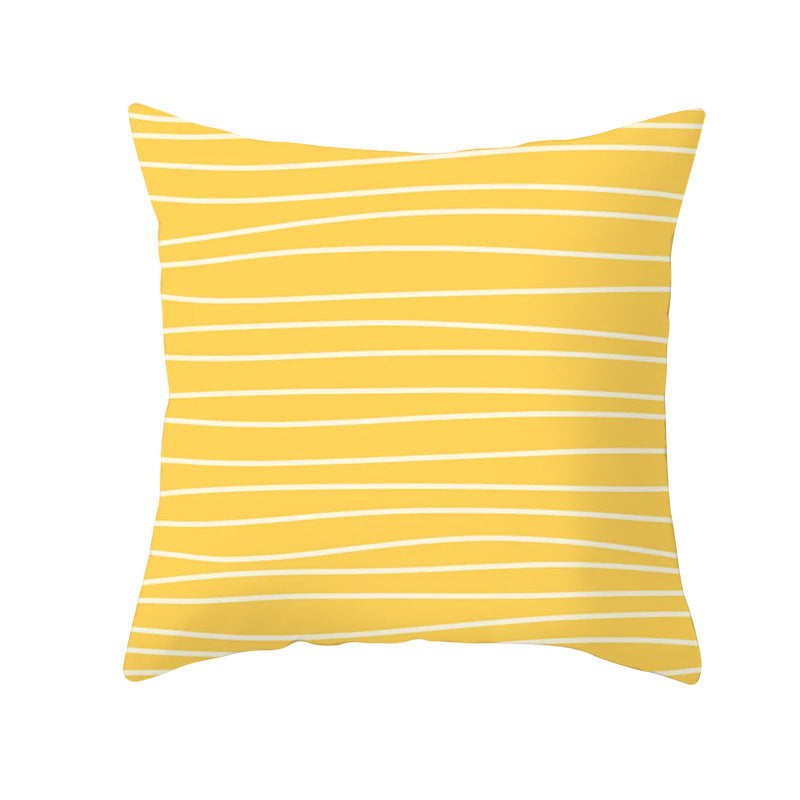 Geometric Interlocking Circle Square Pillow Cover Polyester Linen-Texture with Hidden Zipper