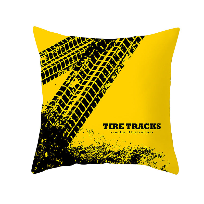 Geometric Interlocking Circle Square Pillow Cover Polyester Linen-Texture with Hidden Zipper