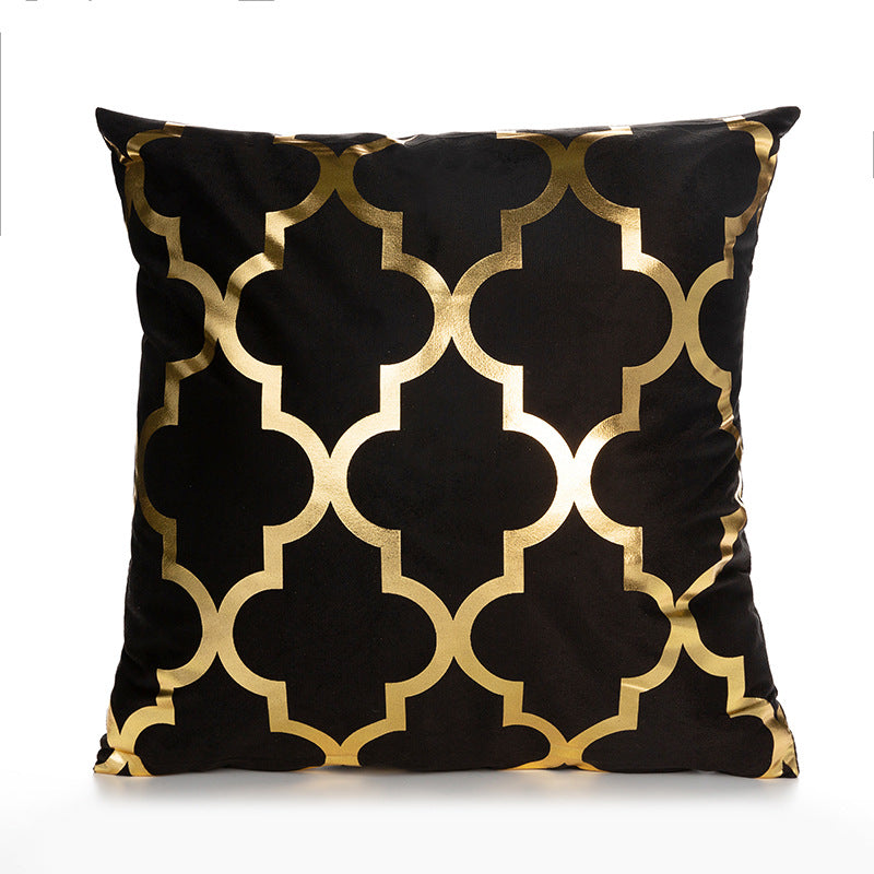 Luxurious Geometric Metallic Accent Throw Pillow Cover