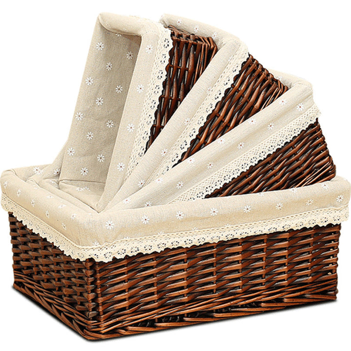 Women storage basket made of woven material with elegant fabric lining Stornfield