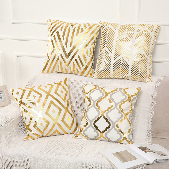 Decorative Square Pillow Cover with Foil Geometric Diamond Print