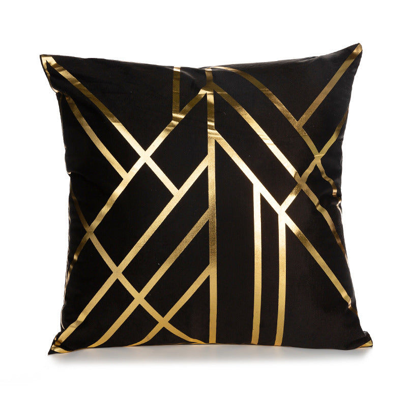 Luxurious Geometric Metallic Accent Throw Pillow Cover