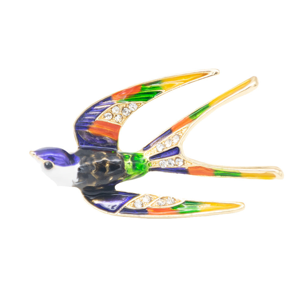 Ornate Bird-Inspired Enamel Brooch Stornfield