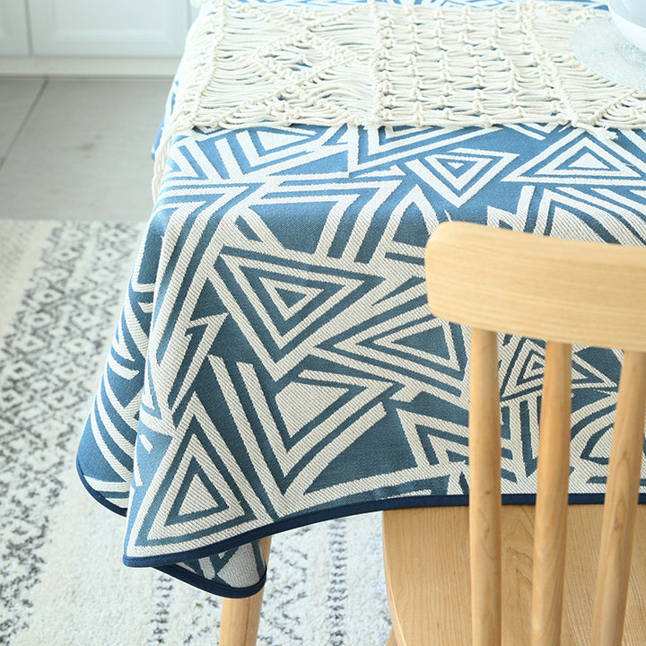 Woven jacquard tablecloth made of cotton blend with geometric triangle design Stornfield