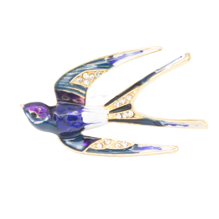 Ornate Bird-Inspired Enamel Brooch Stornfield