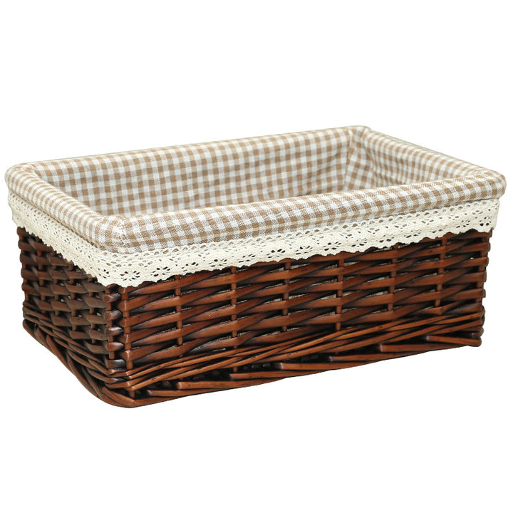 Women Braided Storage Basket with Romantic Fabric Lining Stornfield