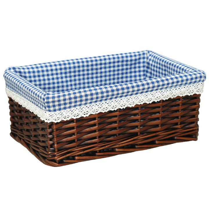 Women's storage basket made of woven natural material with decorative fabric cover Stornfield