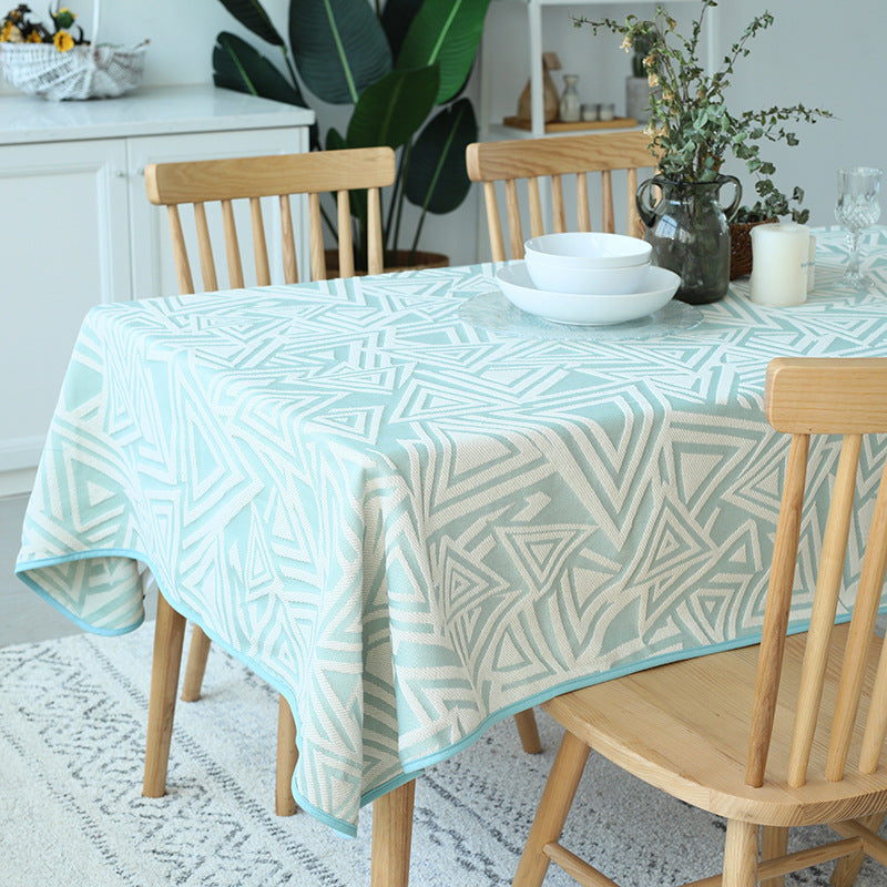 Woven jacquard tablecloth made of cotton blend with geometric triangle design Stornfield