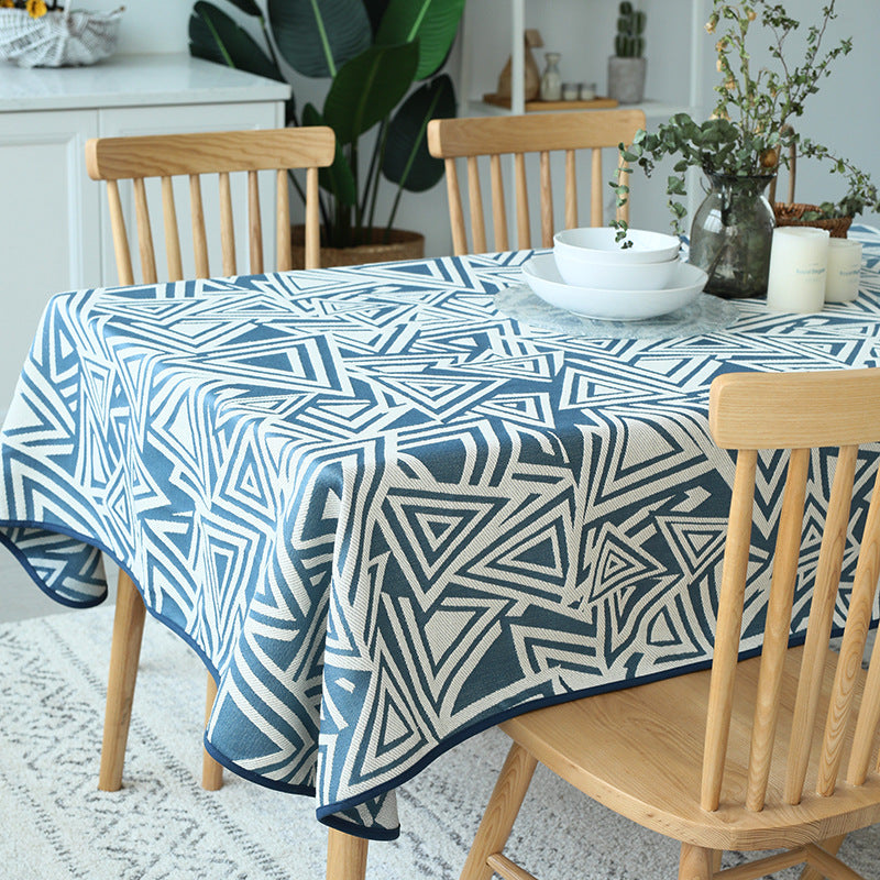 Woven jacquard tablecloth made of cotton blend with geometric triangle design Stornfield