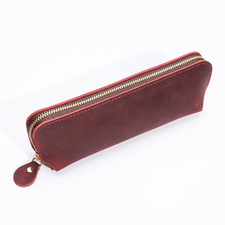 Premium Leather Zippered Pencil Case