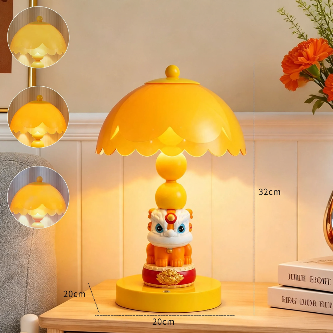 Chinese lion dance mushroom table lamp