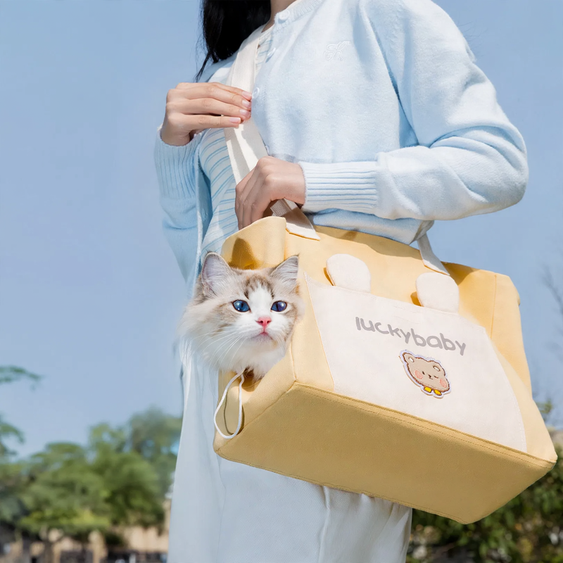Sailcloth tote bag with adjustable strap for pets