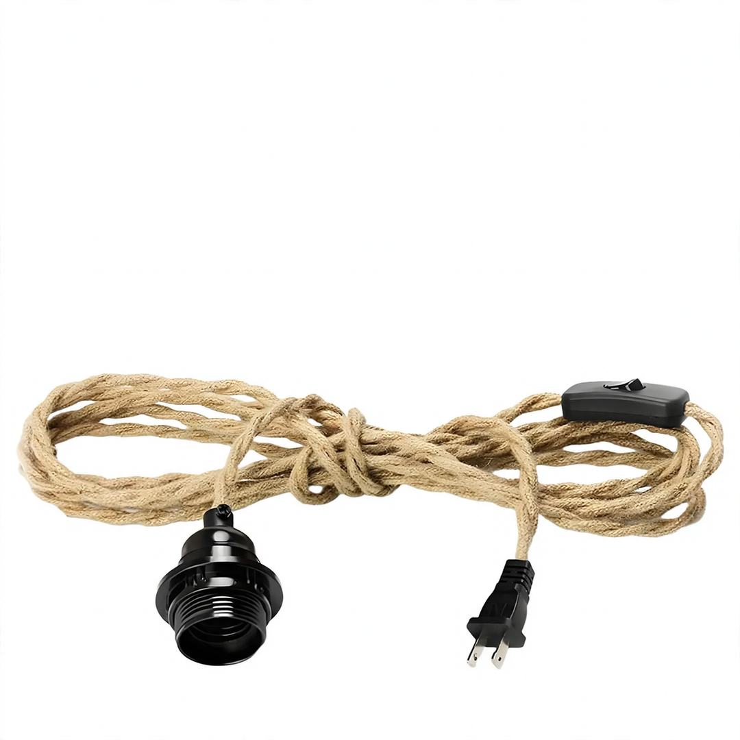 Industrial pendant light with hemp rope