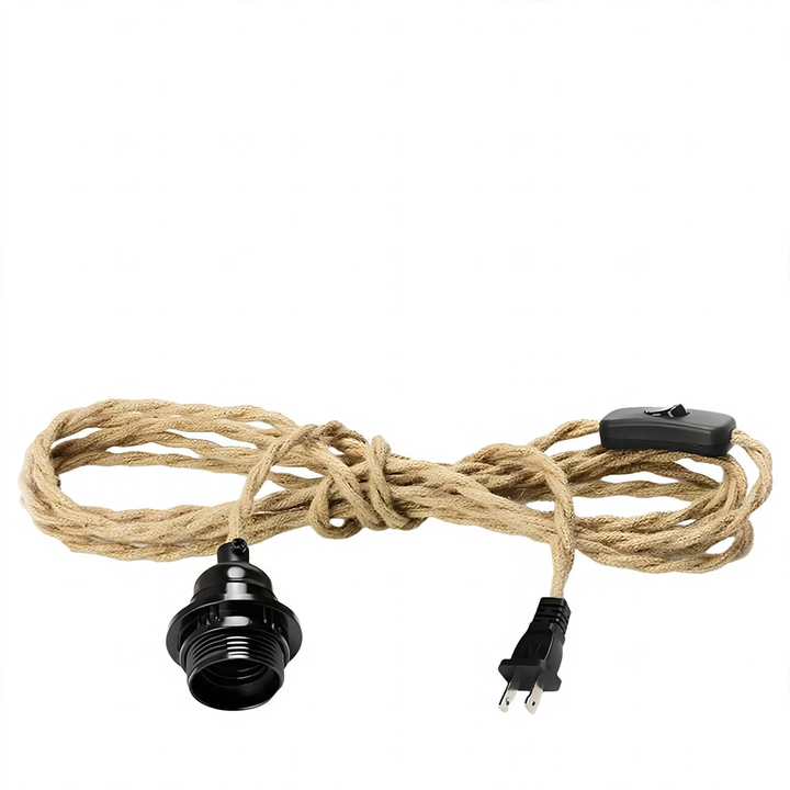 Industrial pendant light with hemp rope