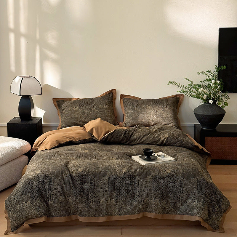 Cotton bedding set, brushed, with jacquard pattern