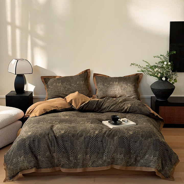 Cotton bedding set, brushed, with jacquard pattern