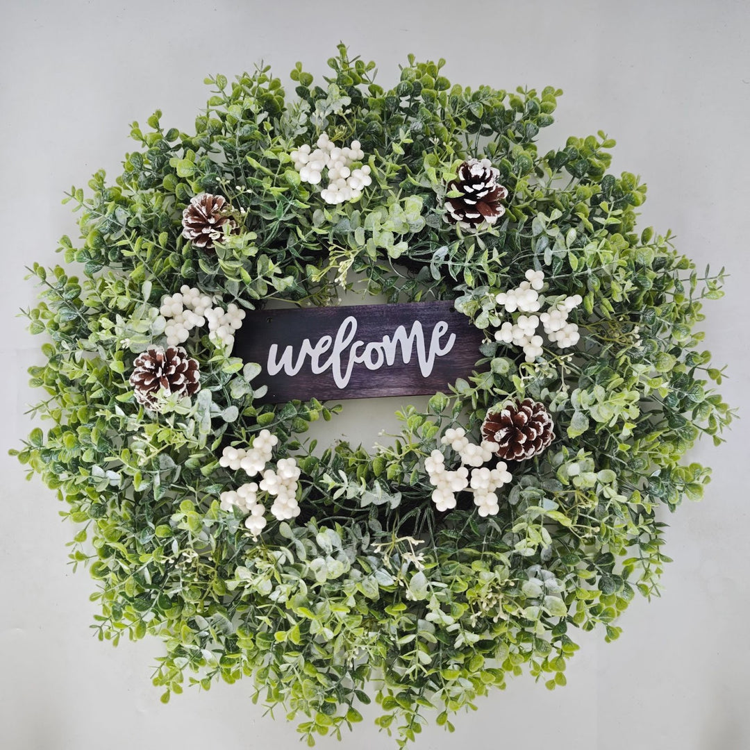 Christmas Eucalyptus Wreath with Welcome Sign 60 cm
