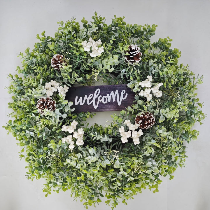 Christmas Eucalyptus Wreath with Welcome Sign 60 cm