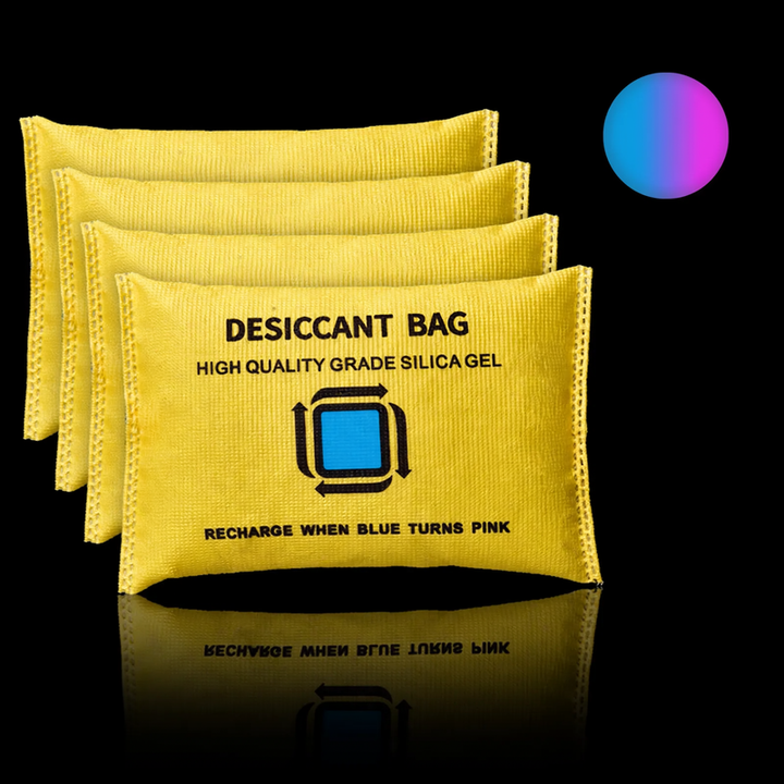 Silicone desiccant bags for moisture regulation