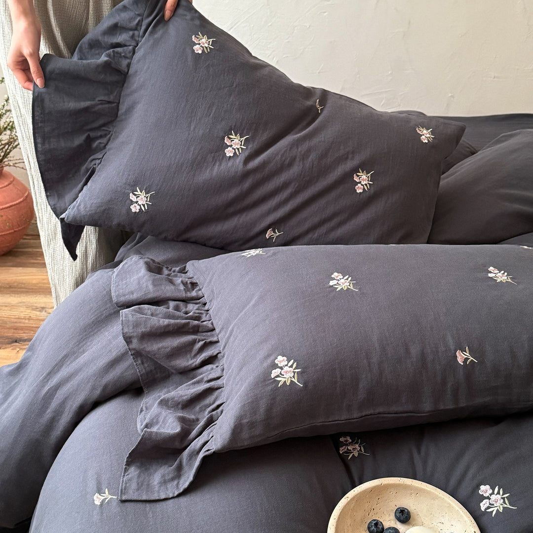 Cotton bedding set, 4-piece, crinkle structure