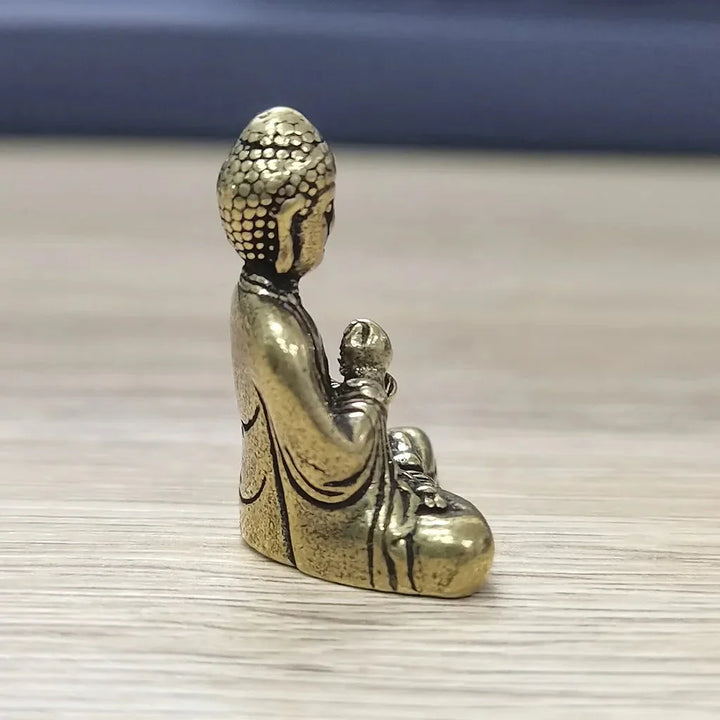 Stornfield | 10 Pieces Mini Brass Sitting Buddha Statue for Travel Decor, Buddhist Worship, Home Office