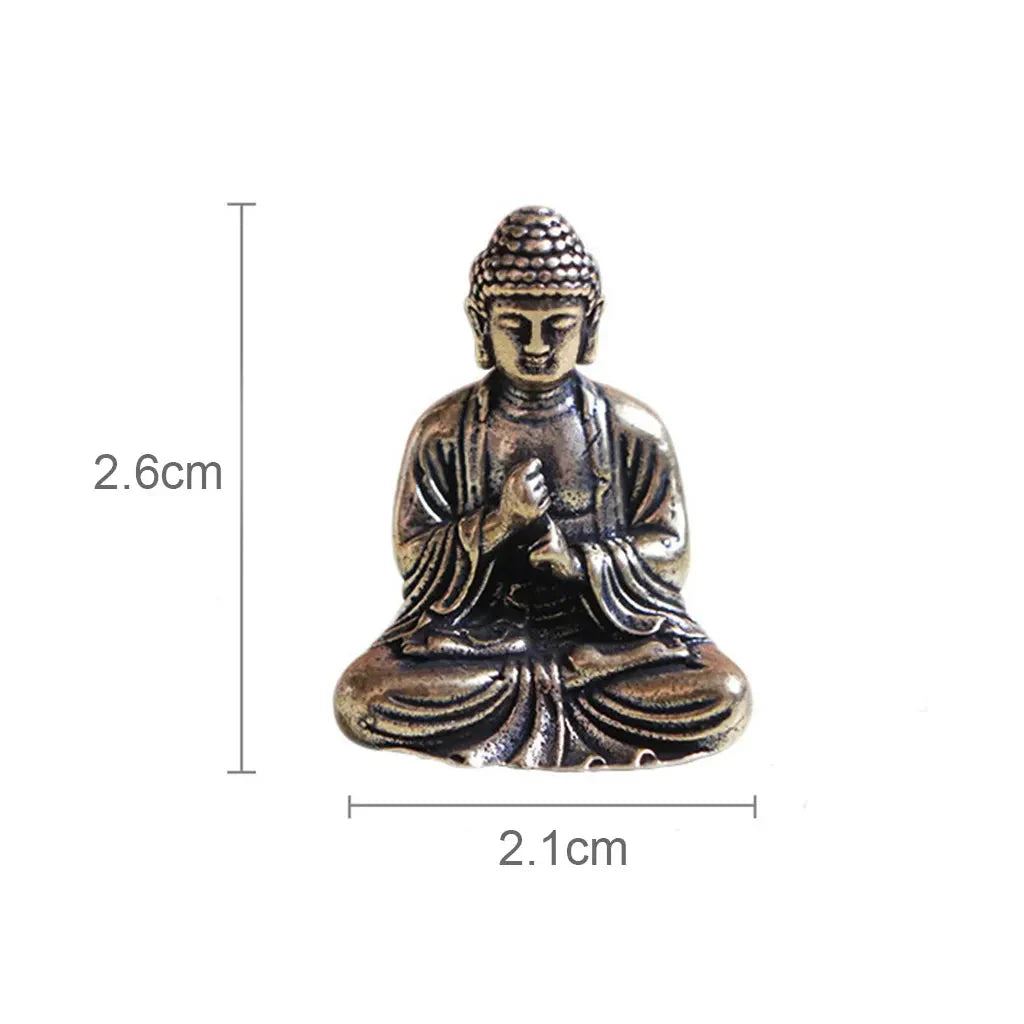 Stornfield | 10 Pieces Miniature Brass Sitting Buddha Statue for Travel, Buddhist Worship, Home Office Decor