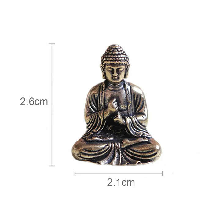 Stornfield | 10 Pieces Miniature Brass Sitting Buddha Statue for Travel, Buddhist Worship, Home Office Decor