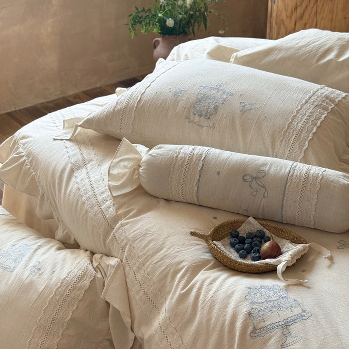4-piece bedding set made of cotton-linen blend