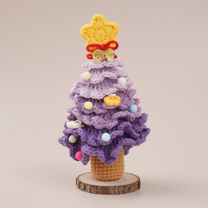 Handcrafted crocheted Christmas tree potted plant