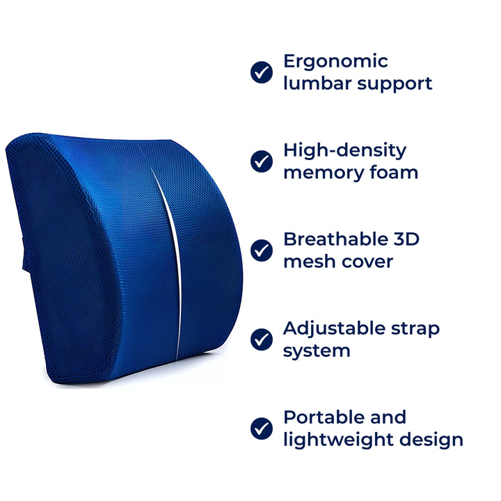 DriveEase | Car Lumbar Support Cushion - Memory Foam Relief - Breathable Mesh - Ideal for Journeys and Long Drives Stornfield