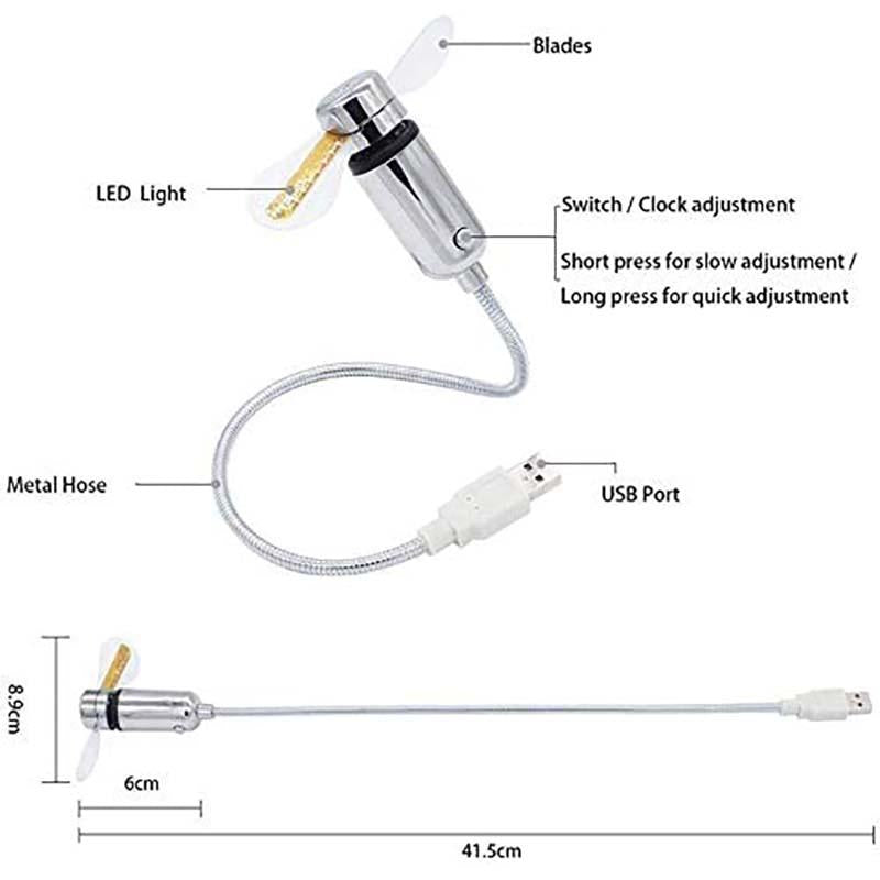 USB Fan with LED Clock Lighting | Stornfield