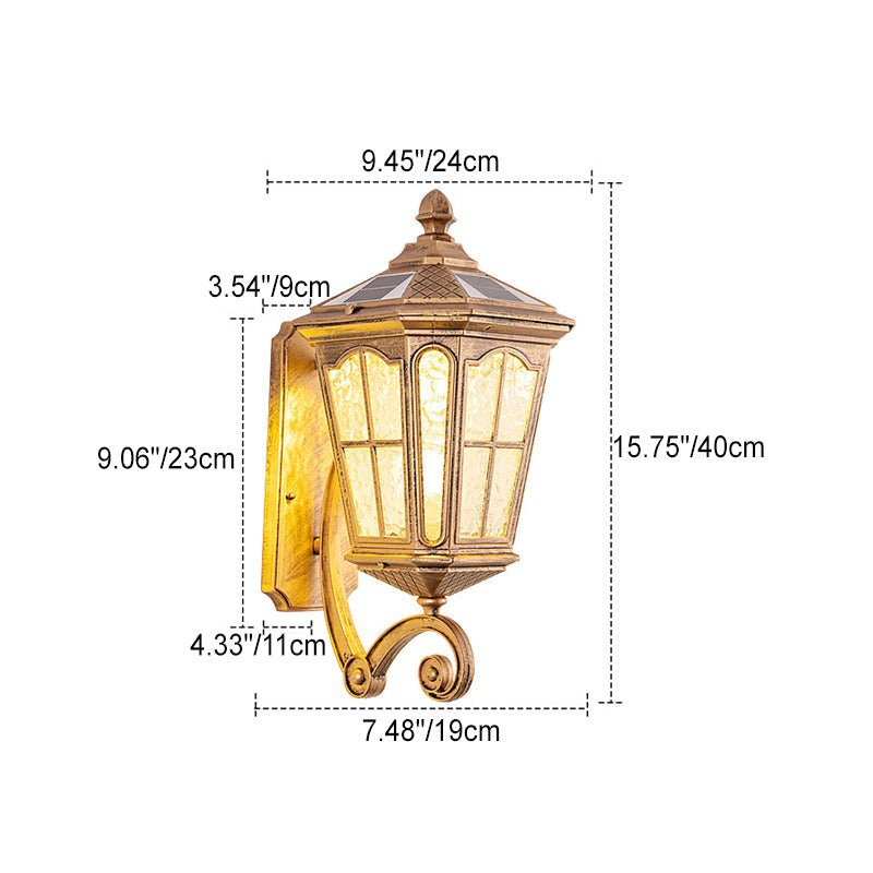 European Solar Outdoor Lantern Aluminum Glass Waterproof 1-Light Wall Sconce Lamp | Stornfield
