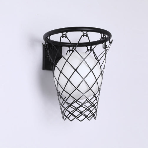 Stornfield | Slamora Applique Murale Enfant | Design Panier de Basketball | Verre & Métal | Style Art Déco | Lumière de Chambre