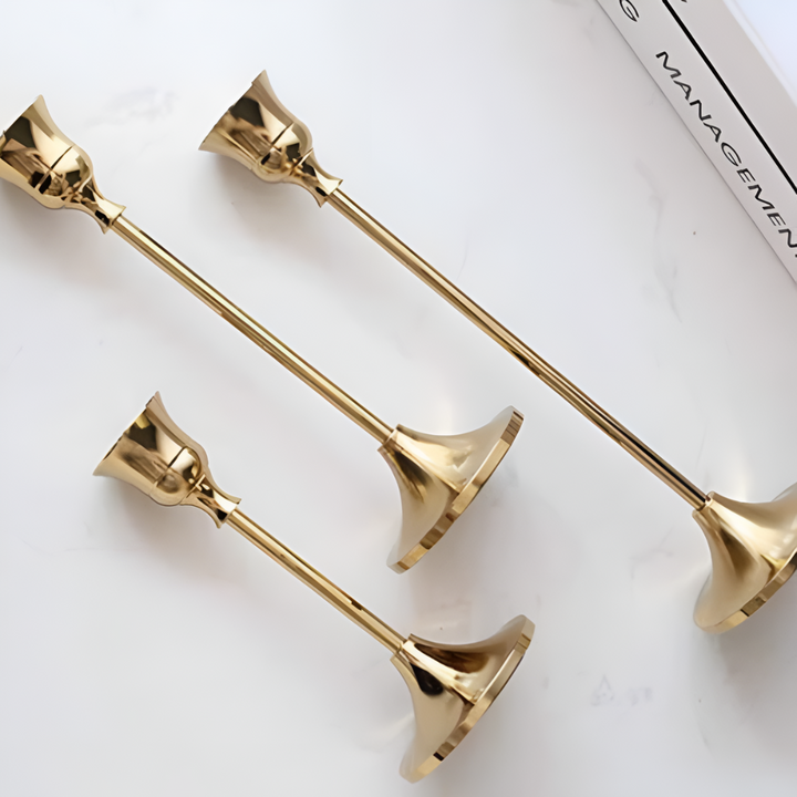Gold Taper Candle Holder Set | Stornfield
