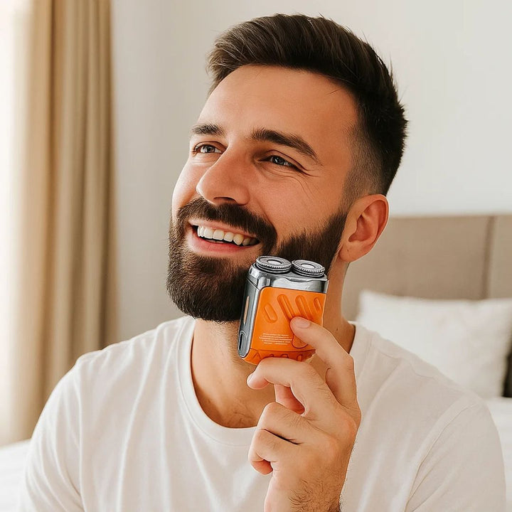 SmoothEdge | Rotary Electric Shaver – Dual Ring Blades – Water Resistant – Men's Grooming Bowl