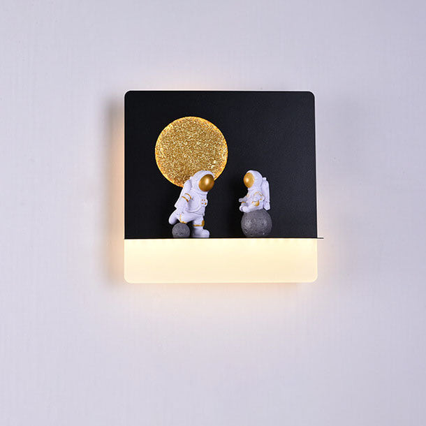 Stornfield | Creative Contemporary Iron Resin Astronaut LED Round Wall Lamp for Bedroom