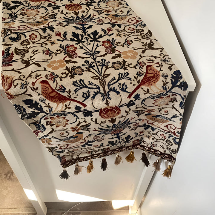 Stornfield | Vintage Floral & Bird Jacquard Table Runner