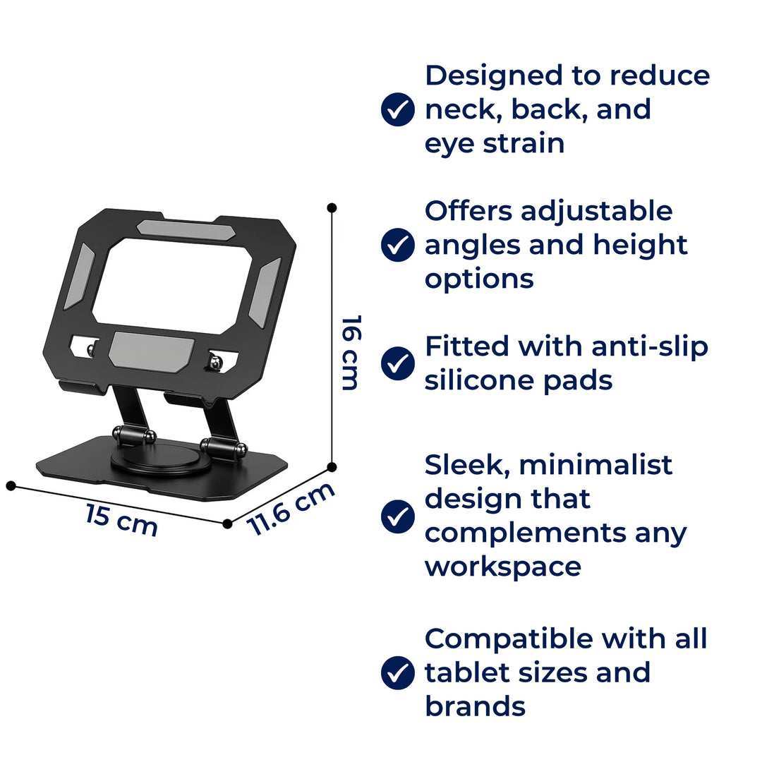 DeskEase | Adjustable Tablet Stand – Ergonomic Comfort – Foldable Non-Slip Design – Ideal for Work, Study, Travel, and Video Calls Stornfield