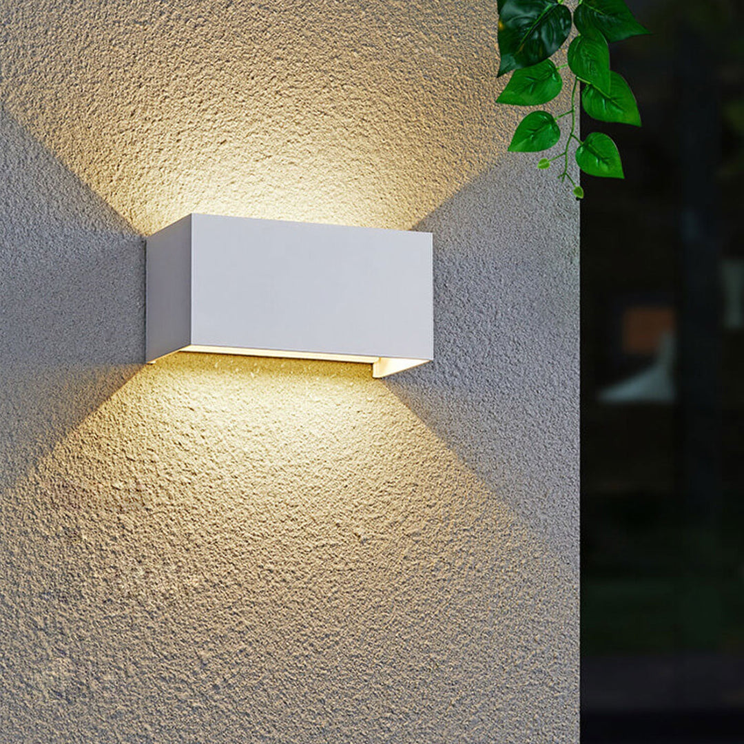 Modern Outdoor Waterproof Rectangular LED Up and Down Illuminated Outdoor Wall Sconce Lamp | Stornfield