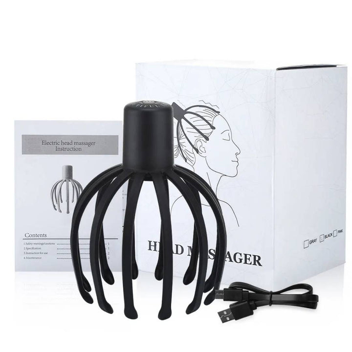 CalmFlow Smart Electric Octopus Head Massager | Scalp Massager - Stress Relief - Sleep Improvement - Stornfield Multi-directional Vibration Head Massager