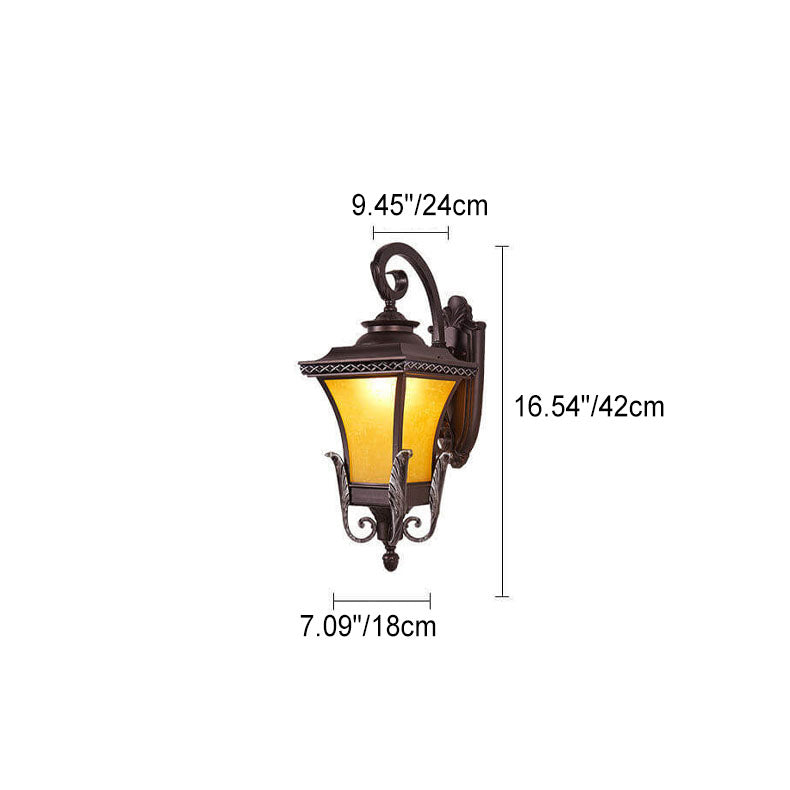 European Vintage Outdoor Square Cage Aluminum Glass 1-Light Wall Sconce Lamp | Stornfield
