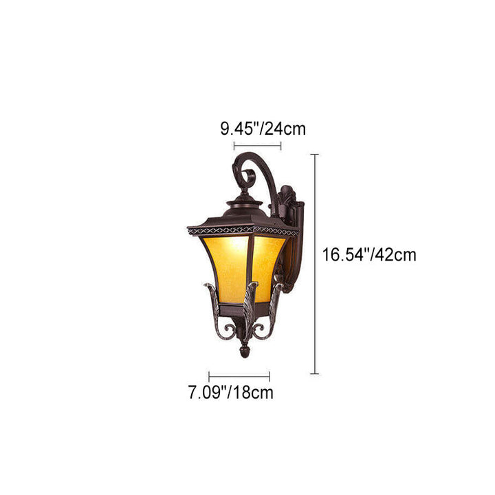 European Vintage Outdoor Square Cage Aluminum Glass 1-Light Wall Sconce Lamp | Stornfield