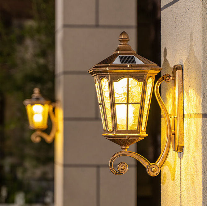 European Solar Outdoor Lantern Aluminum Glass Waterproof 1-Light Wall Sconce Lamp | Stornfield