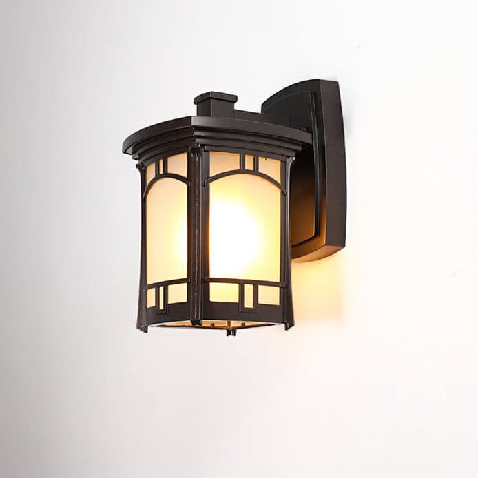 Modern Square Aluminum Glass Carved 1-Light Outdoor Waterproof Wall Sconce Lamp | Stornfield